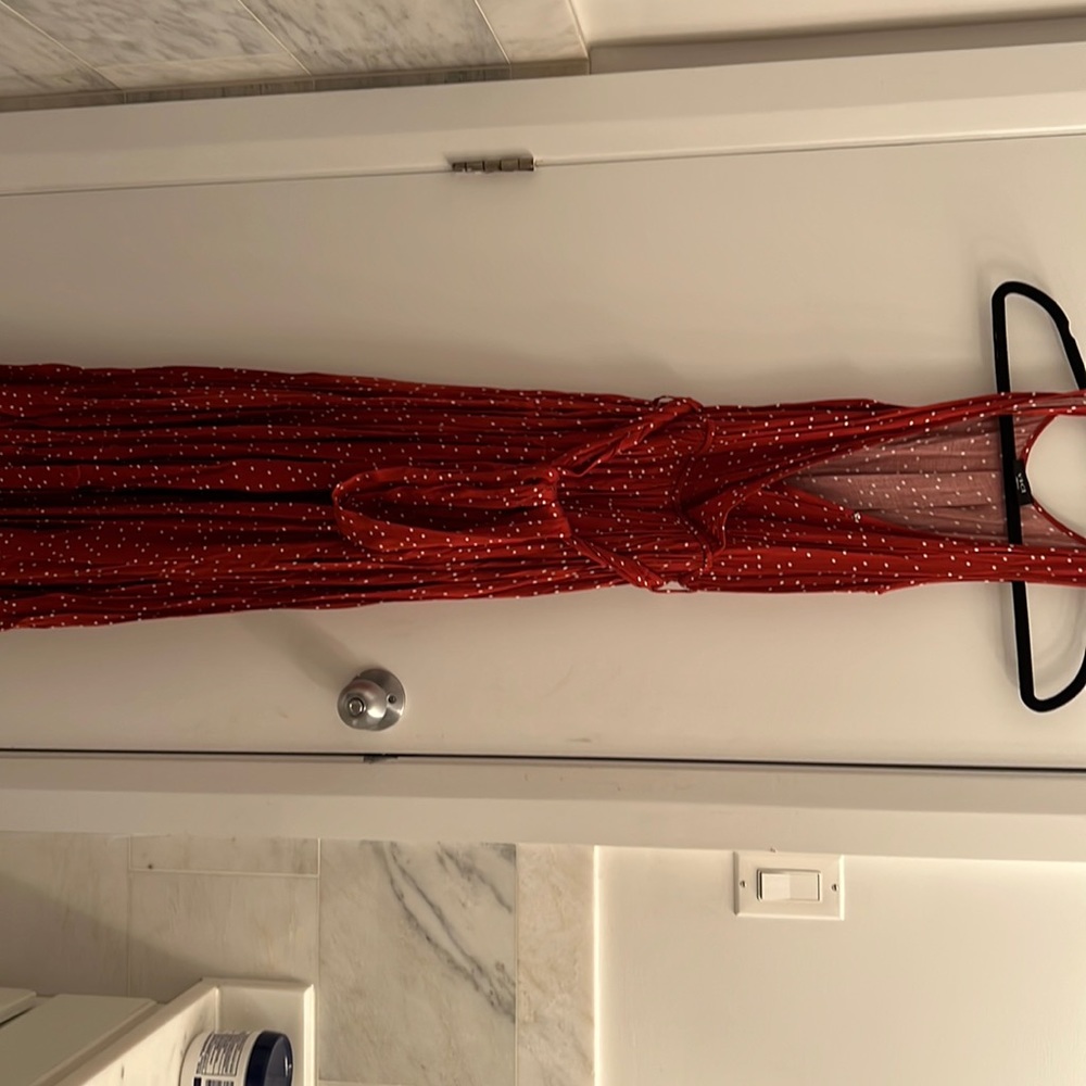 Burnt orange polka dot maxi dress